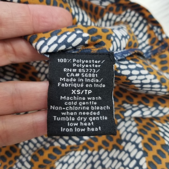 O'Neill Blue Geometric White Blue Brown Pattern Halter Skater Tank Top Neck Tie - Picture 3 of 8